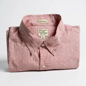 J. crew White Dots on Pink Slim Untucked  short Long Sleve Size Large